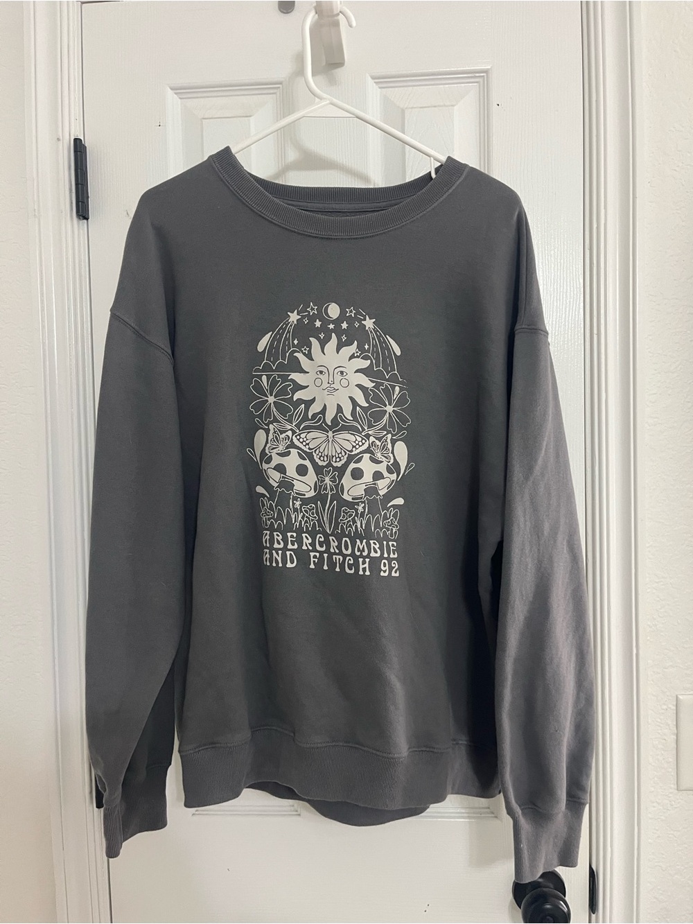 Abercrombie & Fitch Charcoal Gray Graphic Crew Sweatshirt